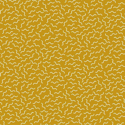 Squiggle Wiggles Double Gauze Mustard - Frumble Fabrics