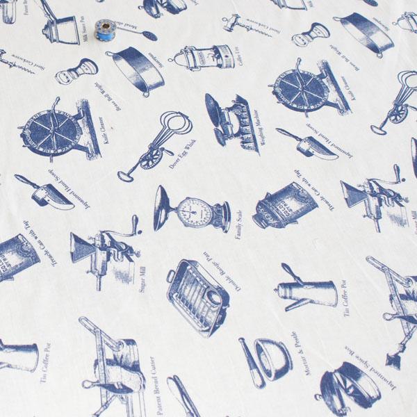 150cm Wide Cotton - Victorian Kitchen Cream (Per Metre) - Frumble Fabrics