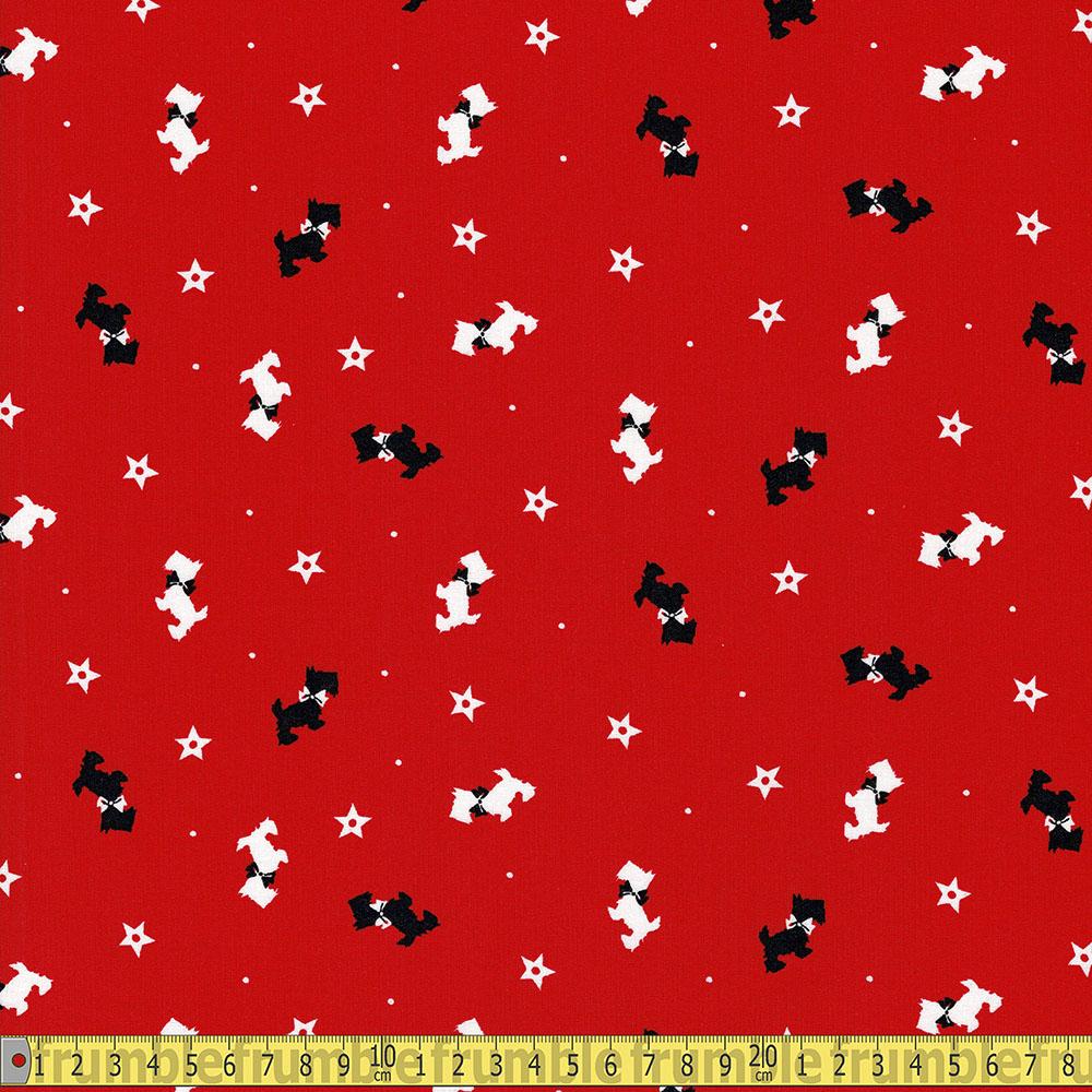 Victoria And Albert Museum - A Christmas Wish - Scotty Dogs Red Sewing and Dressmaking Fabric